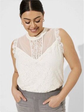 Torrid Lace Mixed Crew Neck Short Sleeve Top Women’s Size 2X New